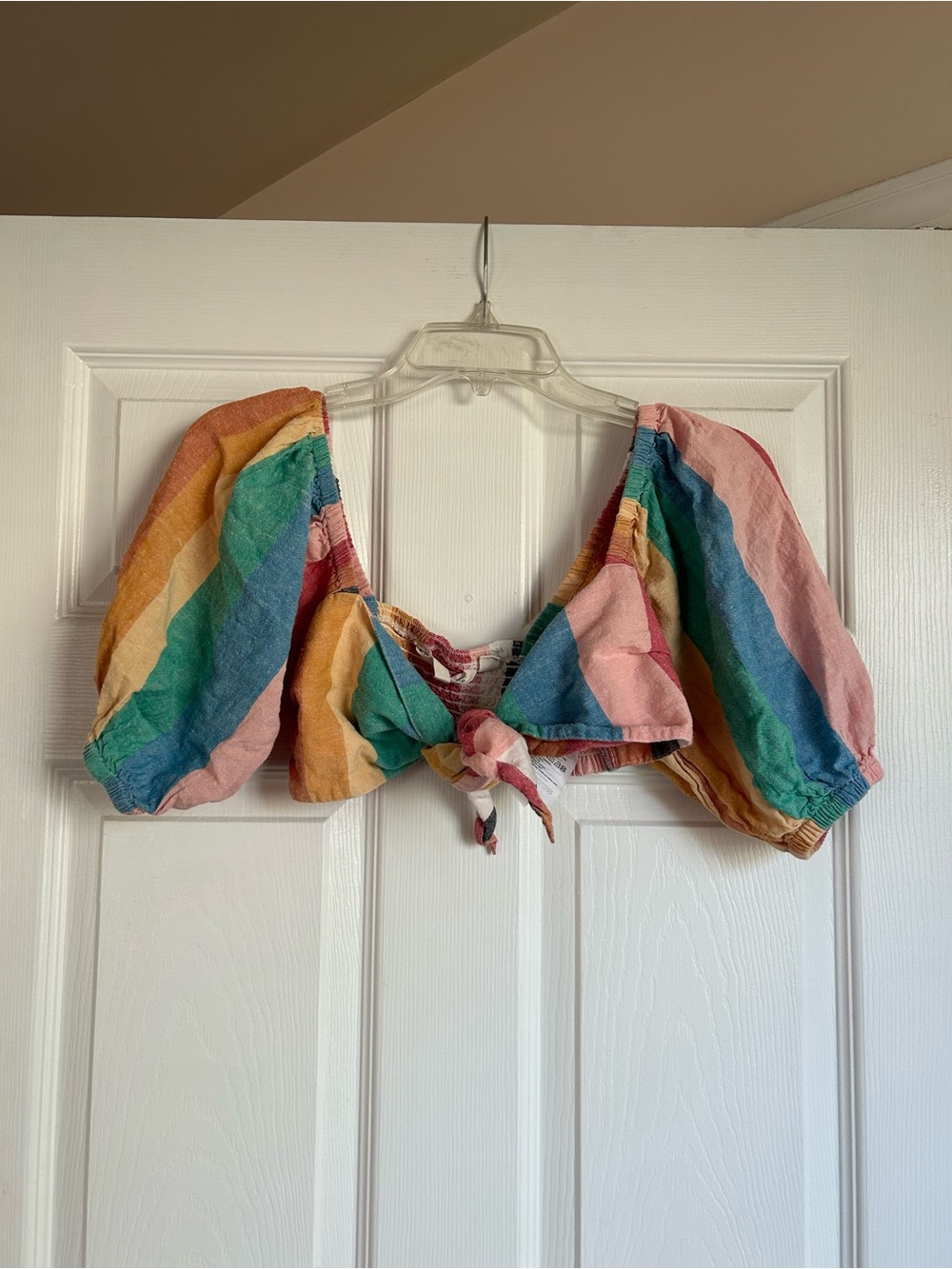 Billabong Multicolor Striped Crop Top with Tie Detail